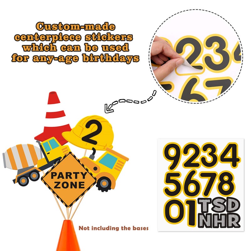 Faisichocalato 16pcs Construction Party Centerpiece Dump Truck Car Table Topper Decoration Zone Birthday Party Supplies - Image 5